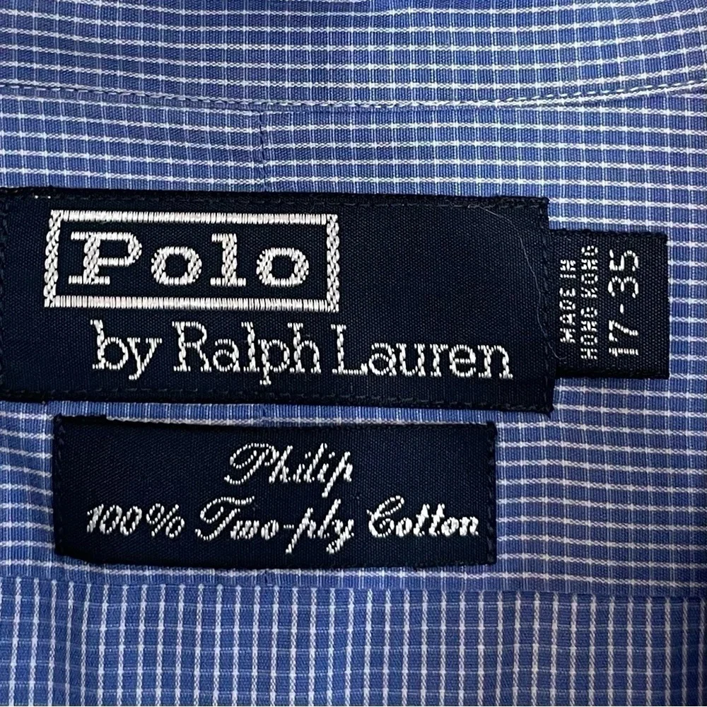 Polo Ralph Lauren Philip Two-Ply Cotton Men Button Down Shirt 17-35 Blue/White